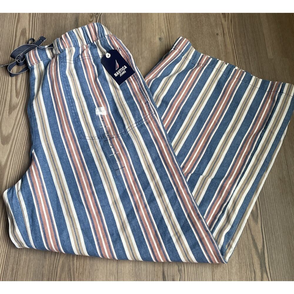 NAUTICA Laguna BEACH WIDE LEGS Pants Large With Pockets NWT